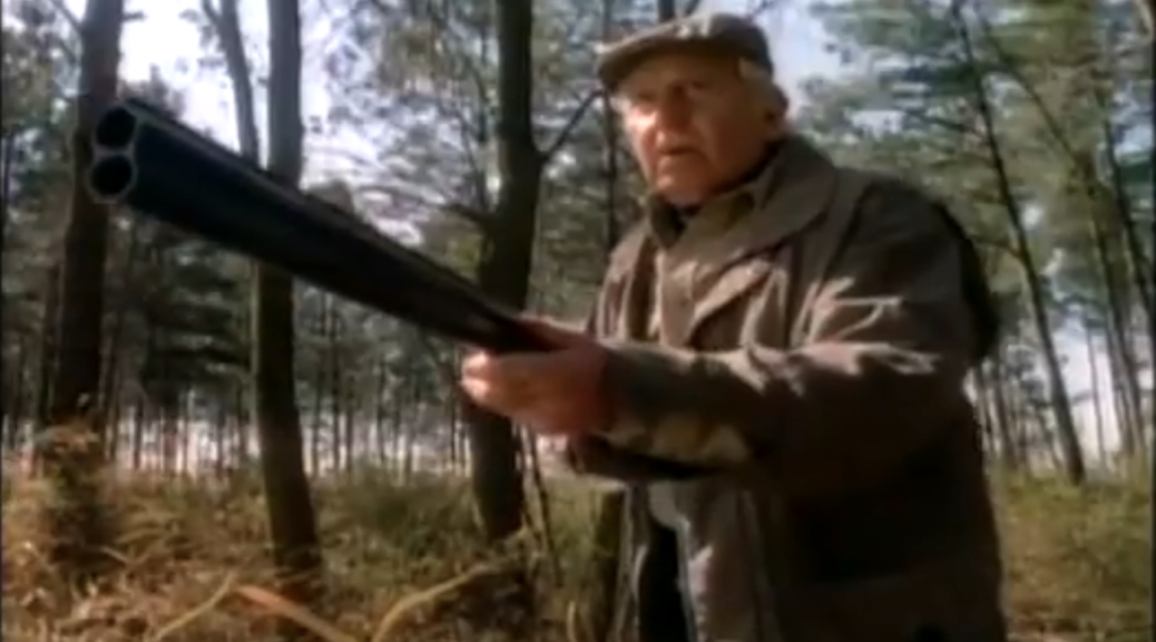 Andy Griffith brandishing a shotgun in the bizarre 1995 made for TV movie "Gramps"